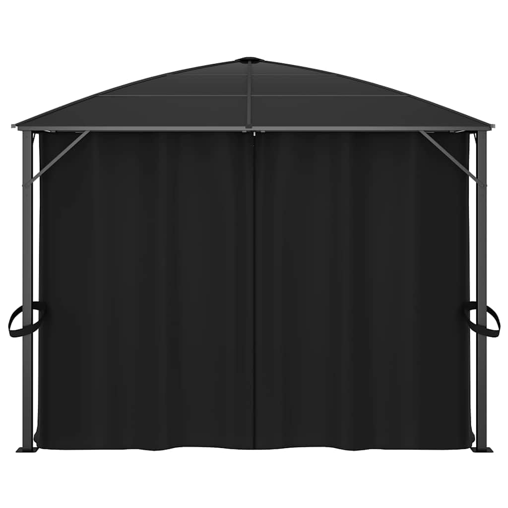 Gazebo with Curtains – Aluminum & Steel Frame Patio Pergola Canopy (157.5 × 118.1 × 104.3 in)