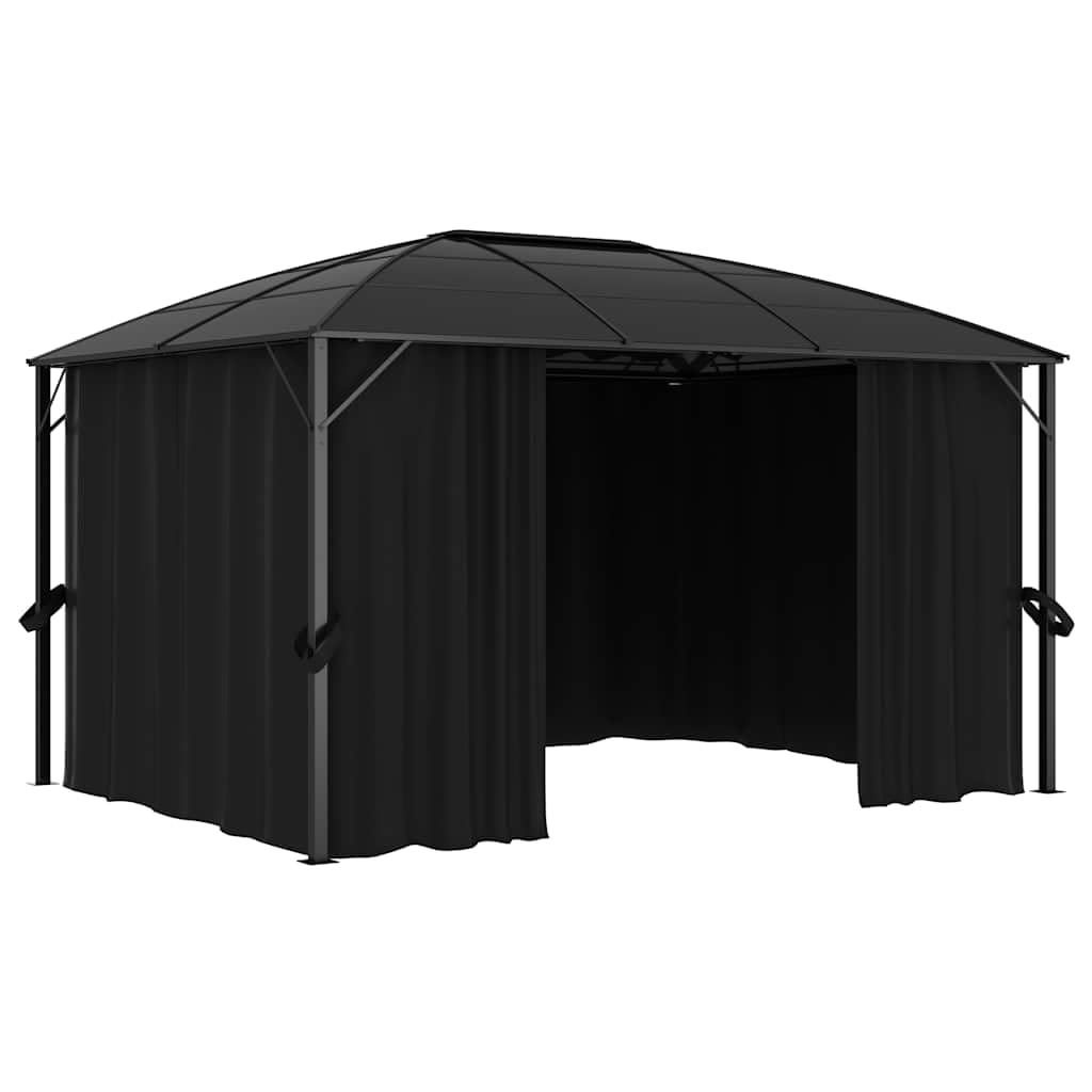 Gazebo with Curtains – Aluminum & Steel Frame Patio Pergola Canopy (157.5 × 118.1 × 104.3 in)