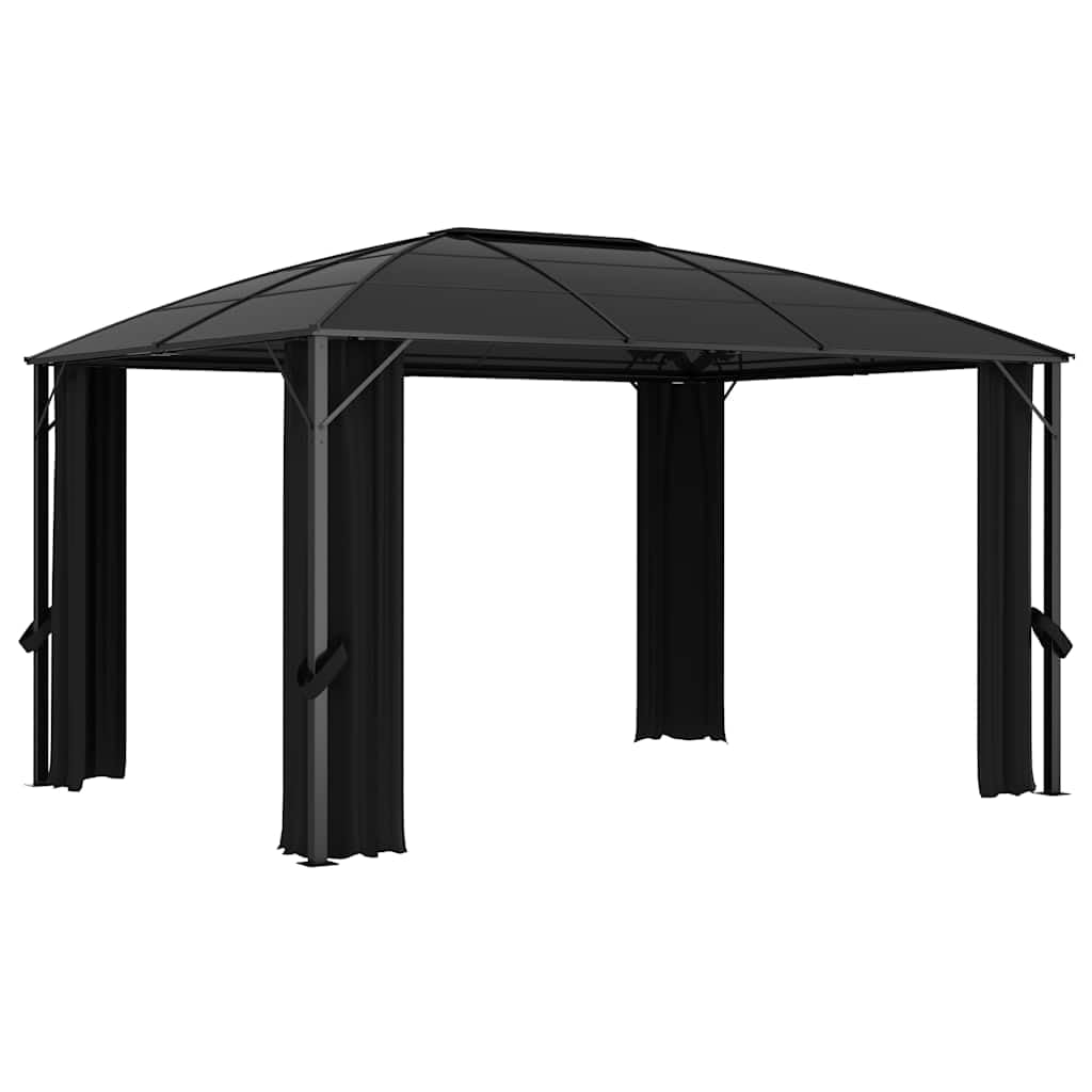 Gazebo with Curtains – Aluminum & Steel Frame Patio Pergola Canopy (157.5 × 118.1 × 104.3 in)