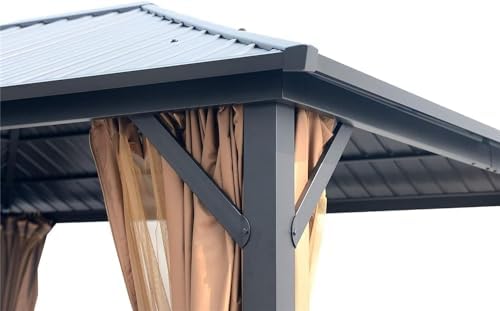 10 × 12 FT Hardtop Metal Gazebo – Heavy-Duty Pergola with Netting & Galvanized Steel Roof for Patio & Backyard