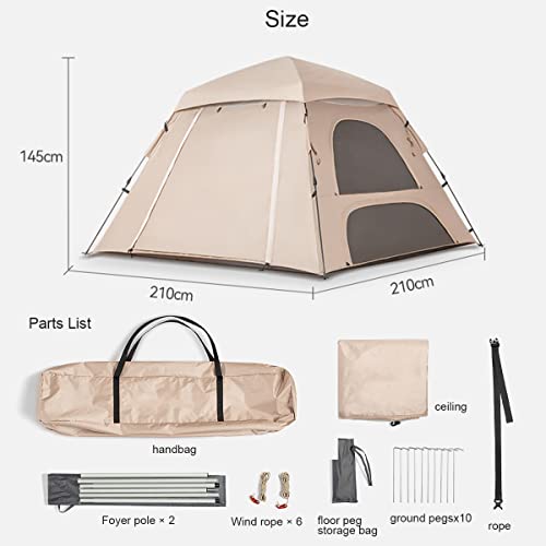 3-Person Pop-Up Camping Tent with Porch & Mesh Windows – Waterproof Family Shelter