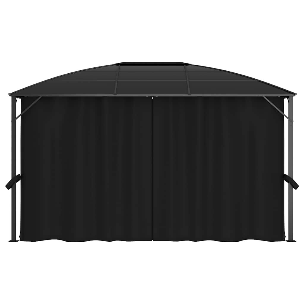 Gazebo with Curtains – Aluminum & Steel Frame Patio Pergola Canopy (157.5 × 118.1 × 104.3 in)