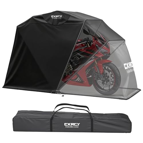 Heavy-Duty Motorcycle Shelter – 600D Oxford Storage Garage Tent with Lock & Ventilated Windows (106 × 41 × 60 in)