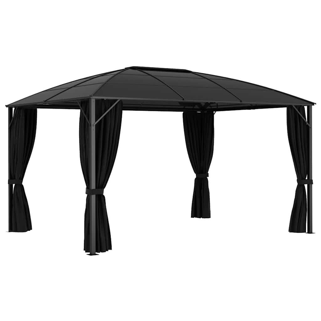 Gazebo with Curtains – Aluminum & Steel Frame Patio Pergola Canopy (157.5 × 118.1 × 104.3 in)