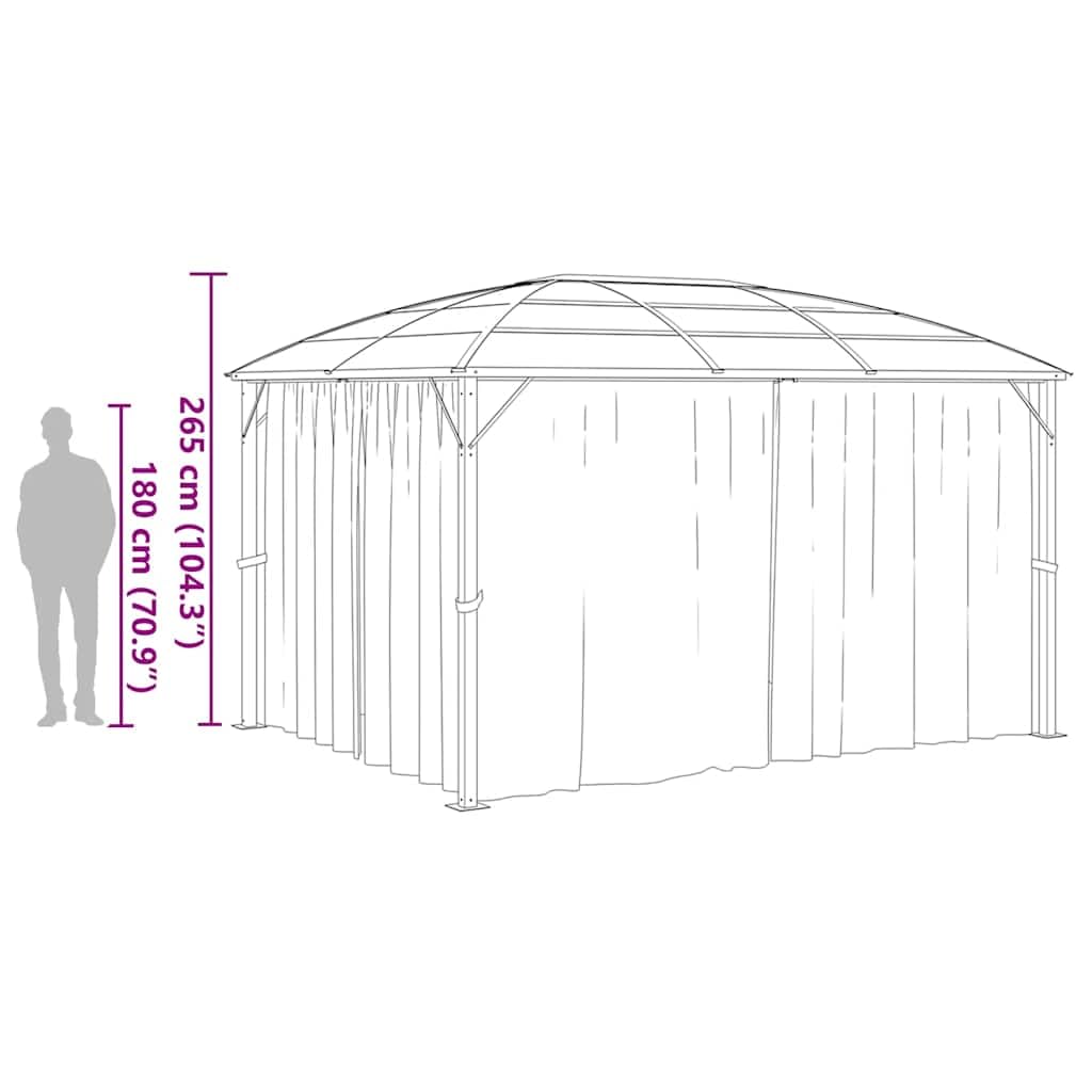 Gazebo with Curtains – Aluminum & Steel Frame Patio Pergola Canopy (157.5 × 118.1 × 104.3 in)