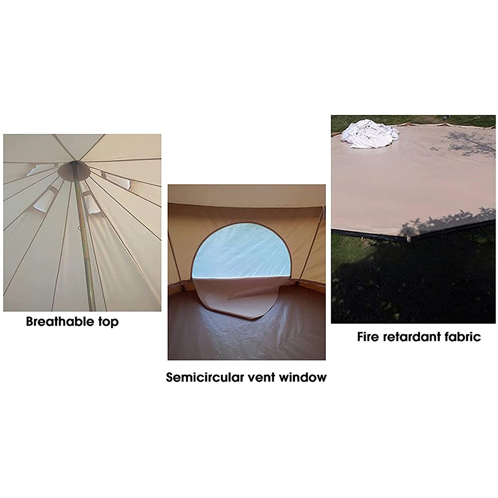 Waterproof Canvas Bell Tent with Zipped Groundsheet & Stove Jack – 3/4/5/6m Glamping Shelter