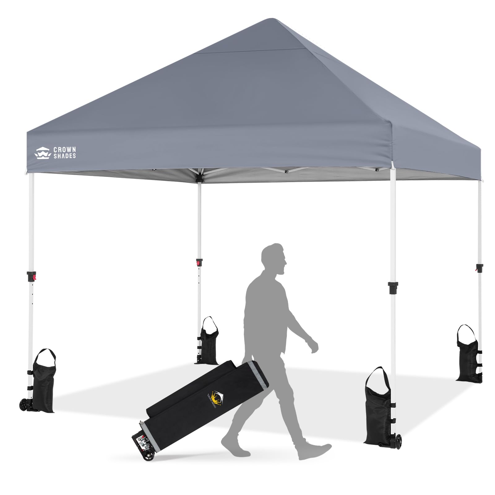 Commercial Pop-Up Canopy Tent – Instant 1-Person Setup with 400D Silver-Coated Fabric, Wheels & Carry Bag