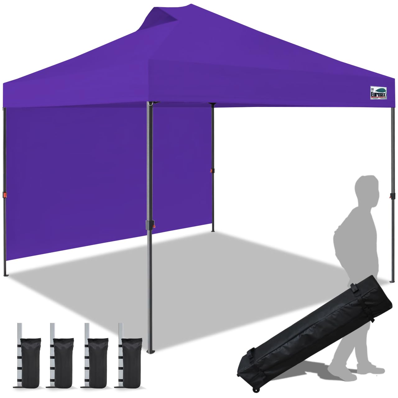 Commercial Pop-Up Canopy Tent – Instant Shelter with 4 Removable Sidewalls, Roller Bag & Sandbags