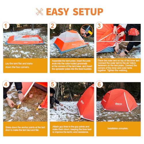 1–2 Person Camping Tent – Windproof Portable Shelter for Hiking, Backpacking & Travel