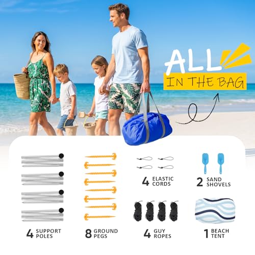 10 × 10 FT Beach Canopy – Portable UPF 50+ Sun Shelter with Sand-Resistant Design