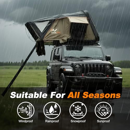 Hard Shell Rooftop Tent – 4-Season Waterproof Pop-Up Roof Tent for 2–3 People with Blackout Privacy Design