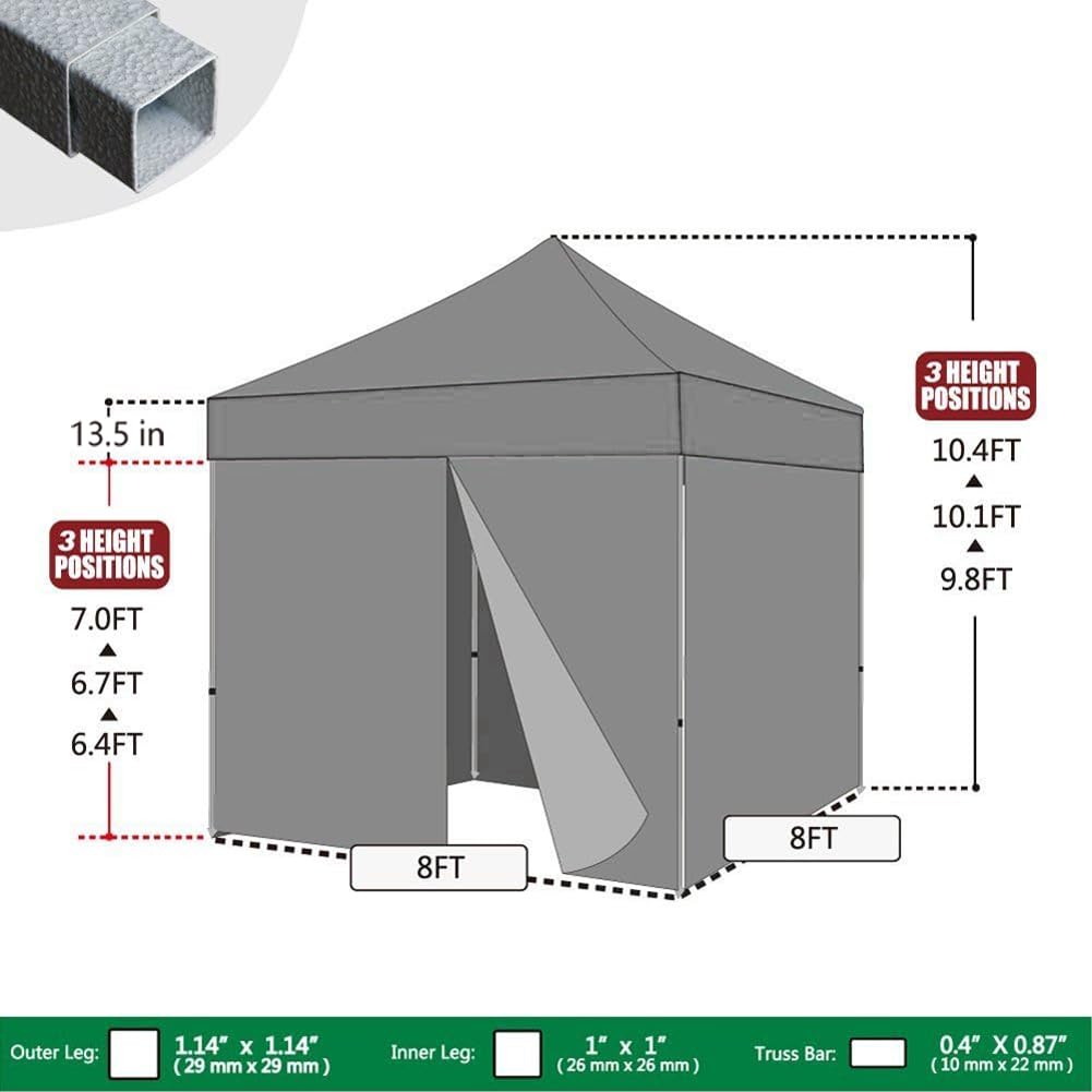 Commercial Pop-Up Canopy Tent – Instant Shelter with 4 Removable Sidewalls, Roller Bag & Sandbags