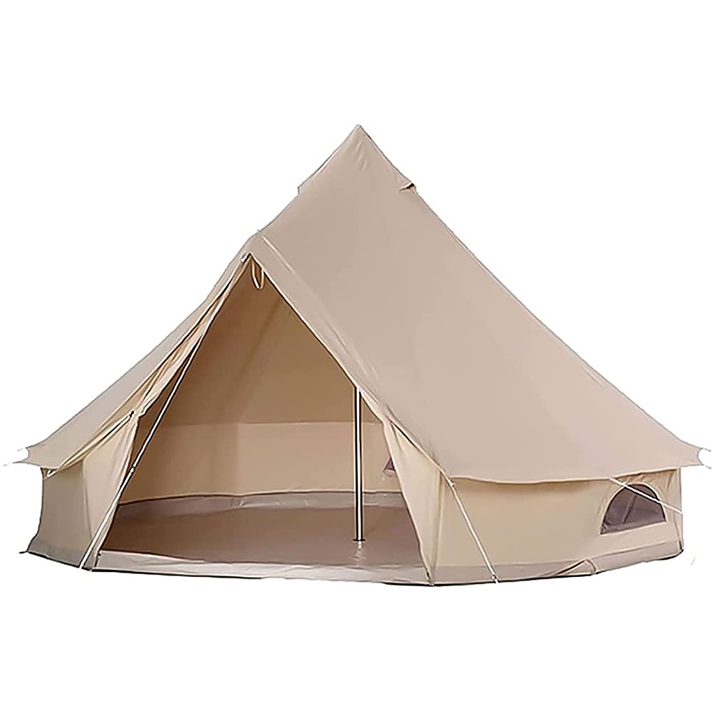 Waterproof Canvas Bell Tent with Zipped Groundsheet & Stove Jack – 3/4/5/6m Glamping Shelter