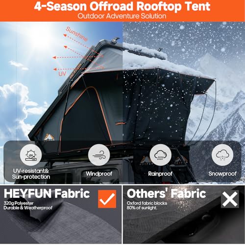 Innovator Pro Elevated Rooftop Tent Hard Shell with Skyview Window, Regular&TPU Rain Flies, USB Outlet, Luggage Racks&Full Circle LED Strip, Aluminum Pop Up Roof Top Tent for Truck Jeep SUV