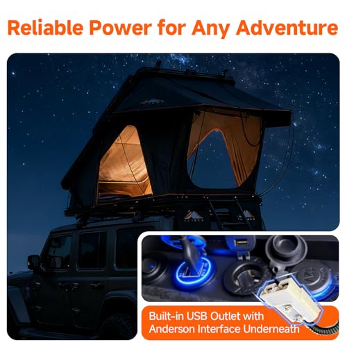 Innovator Pro Elevated Rooftop Tent Hard Shell with Skyview Window, Regular&TPU Rain Flies, USB Outlet, Luggage Racks&Full Circle LED Strip, Aluminum Pop Up Roof Top Tent for Truck Jeep SUV