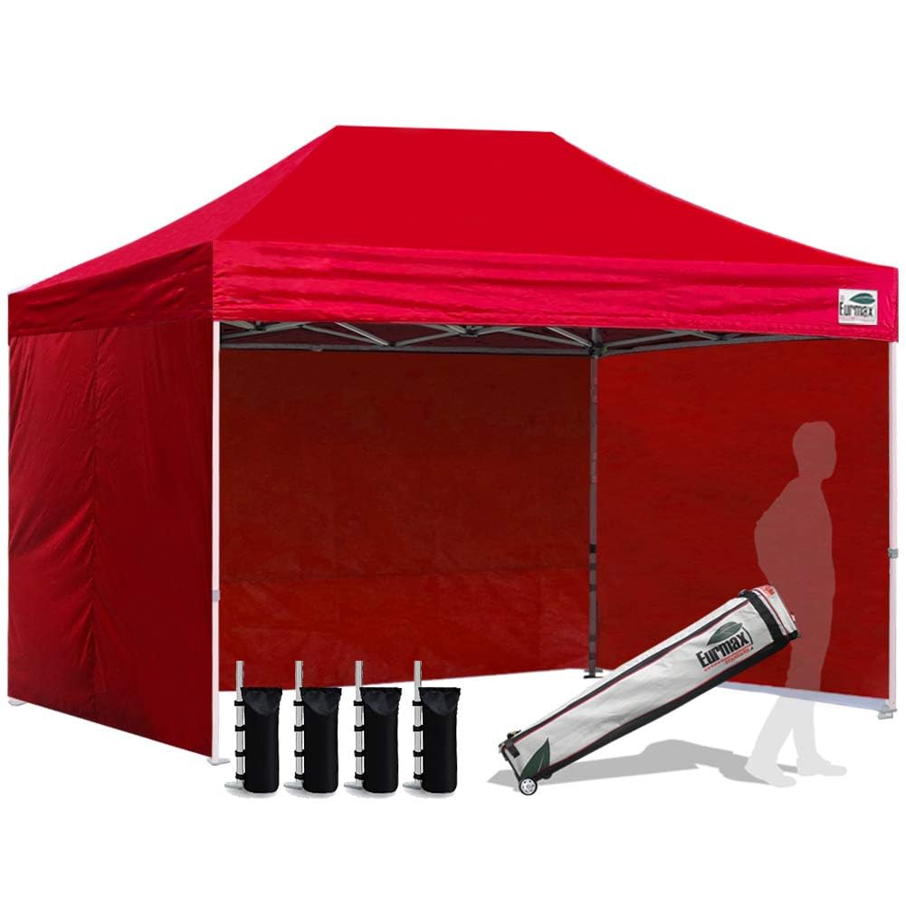Commercial Pop-Up Canopy Tent – Instant Shelter with 4 Removable Sidewalls, Roller Bag & Sandbags