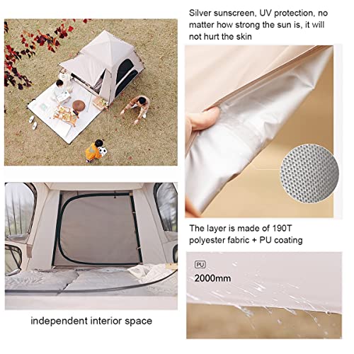 3-Person Pop-Up Camping Tent with Porch & Mesh Windows – Waterproof Family Shelter