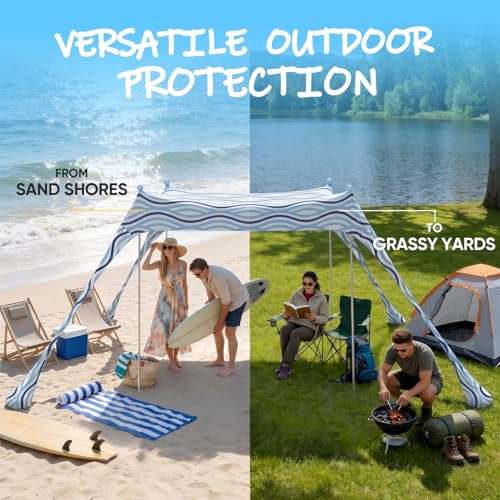10 × 10 FT Beach Canopy – Portable UPF 50+ Sun Shelter with Sand-Resistant Design