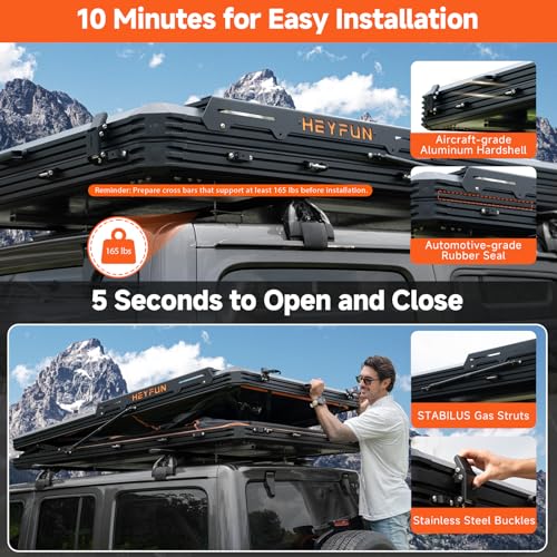 Innovator Pro Elevated Rooftop Tent Hard Shell with Skyview Window, Regular&TPU Rain Flies, USB Outlet, Luggage Racks&Full Circle LED Strip, Aluminum Pop Up Roof Top Tent for Truck Jeep SUV