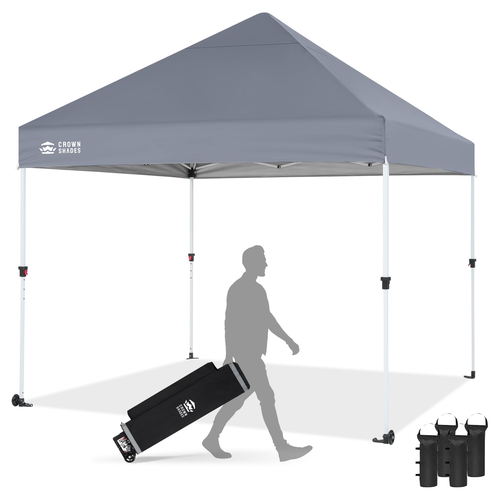Commercial Pop-Up Canopy Tent – Instant 1-Person Setup with 400D Silver-Coated Fabric, Wheels & Carry Bag