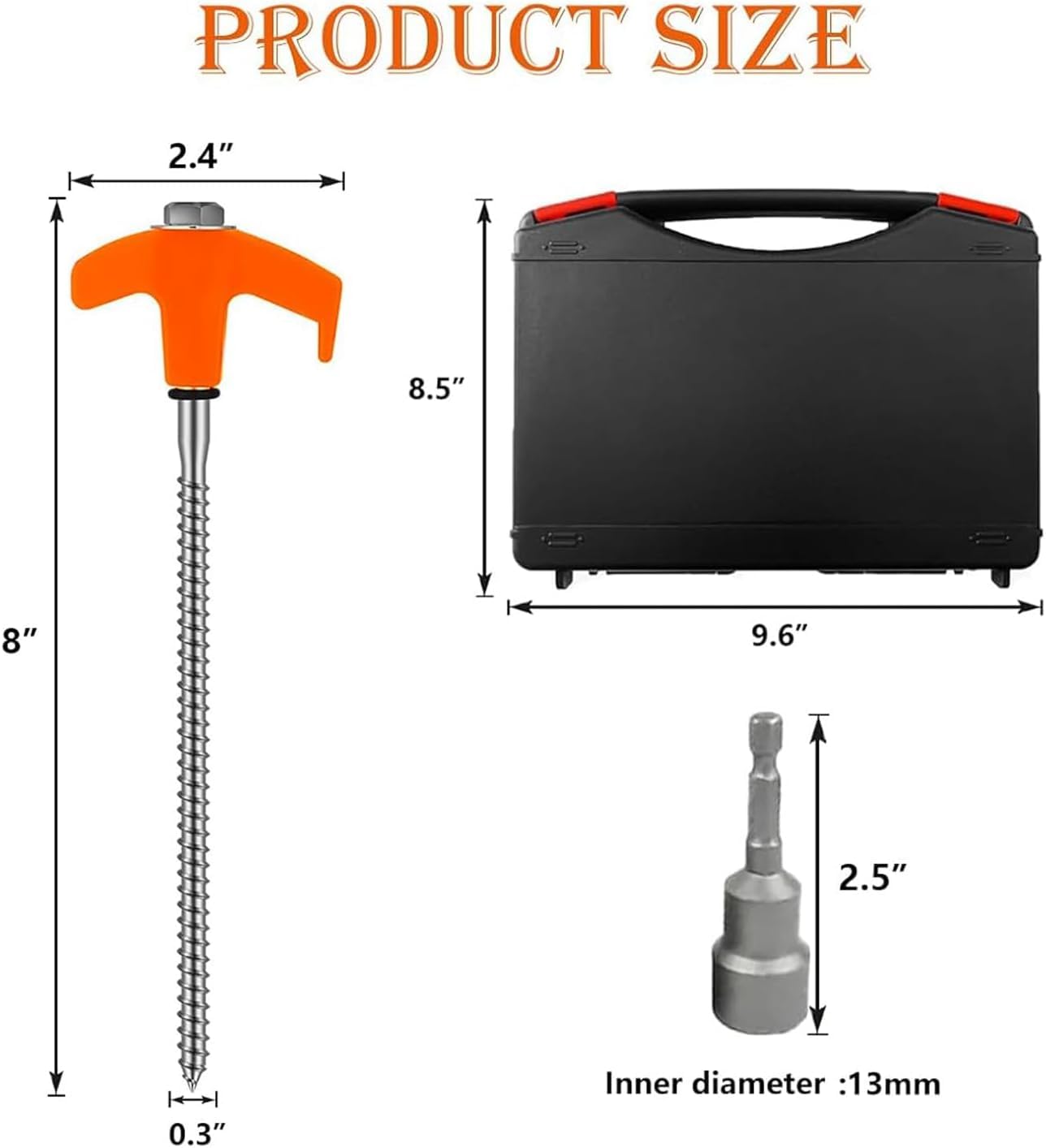 8-Inch Screw-In Tent Stakes – Heavy-Duty Ground Anchors for Canopies, Camping & Outdoor Use