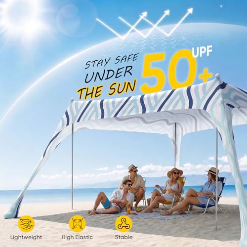 10 × 10 FT Beach Canopy – Portable UPF 50+ Sun Shelter with Sand-Resistant Design