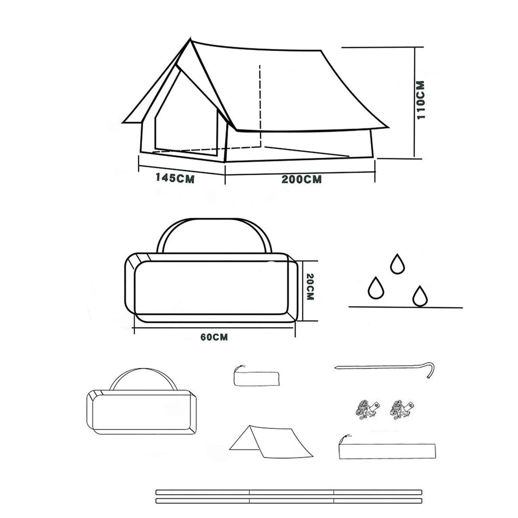 Retro 2-Person Cabin Camping Tent – Rainproof Lightweight Hiking Shelter