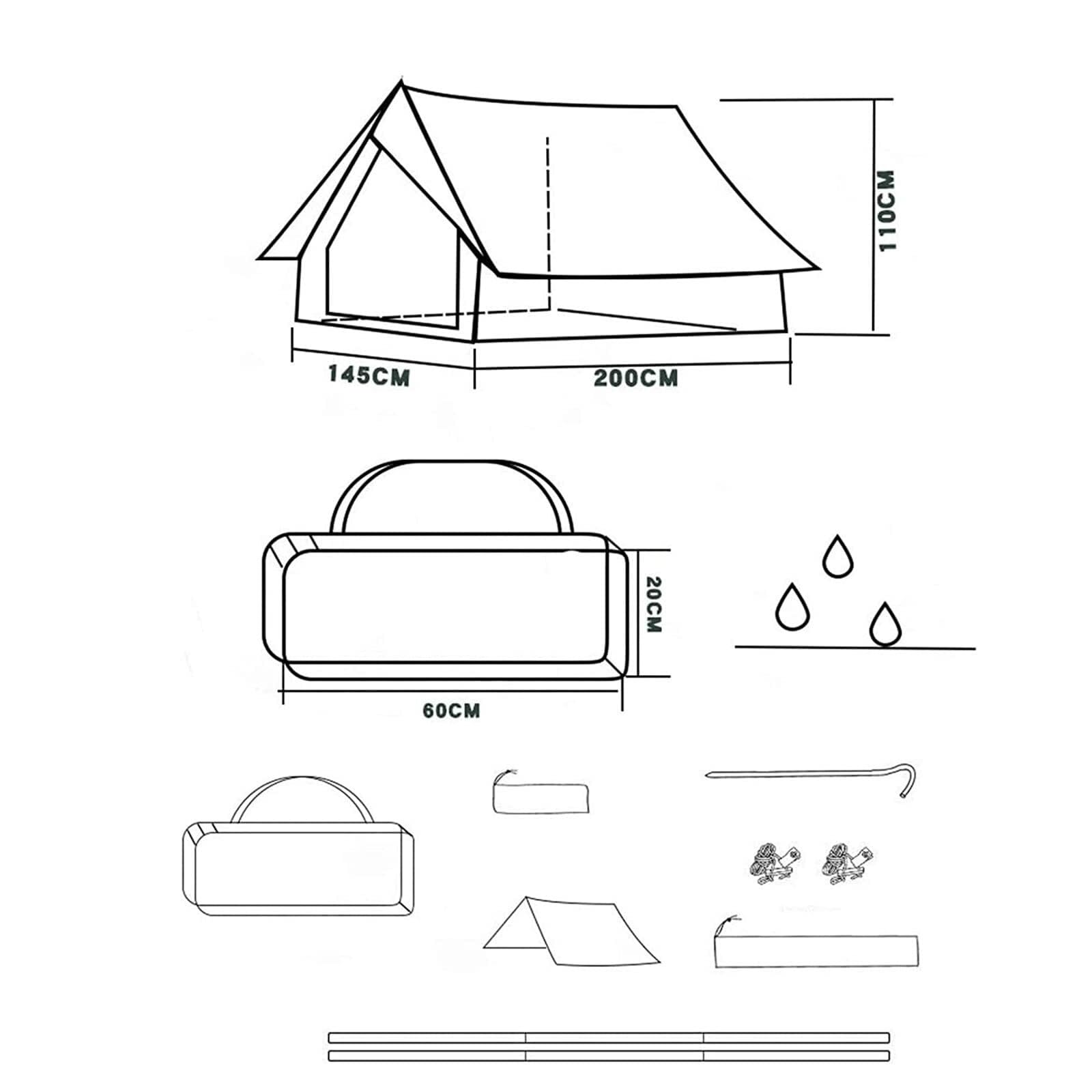 Retro 2-Person Cabin Camping Tent – Rainproof Lightweight Hiking Shelter