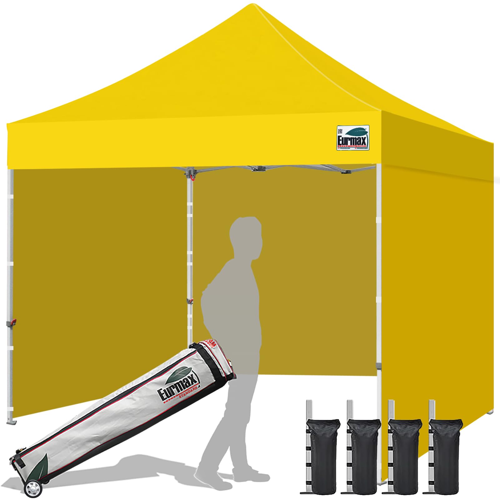 Commercial Pop-Up Canopy Tent – Instant Shelter with 4 Removable Sidewalls, Roller Bag & Sandbags