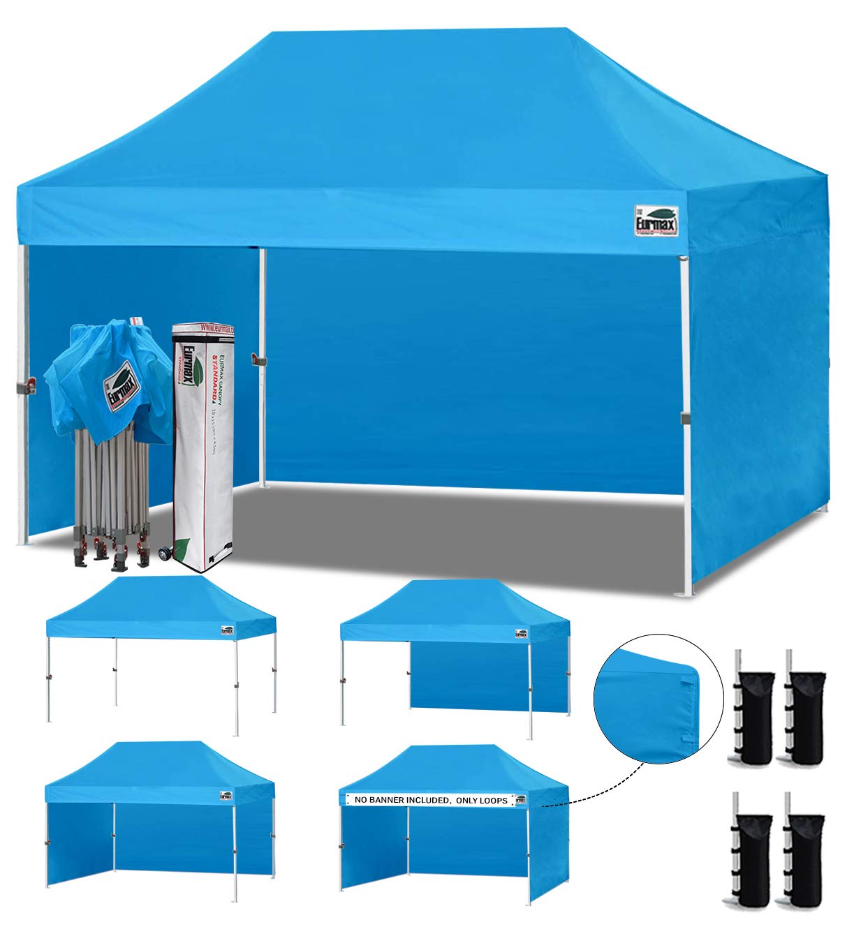 Commercial Pop-Up Canopy Tent – Instant Shelter with 4 Removable Sidewalls, Roller Bag & Sandbags