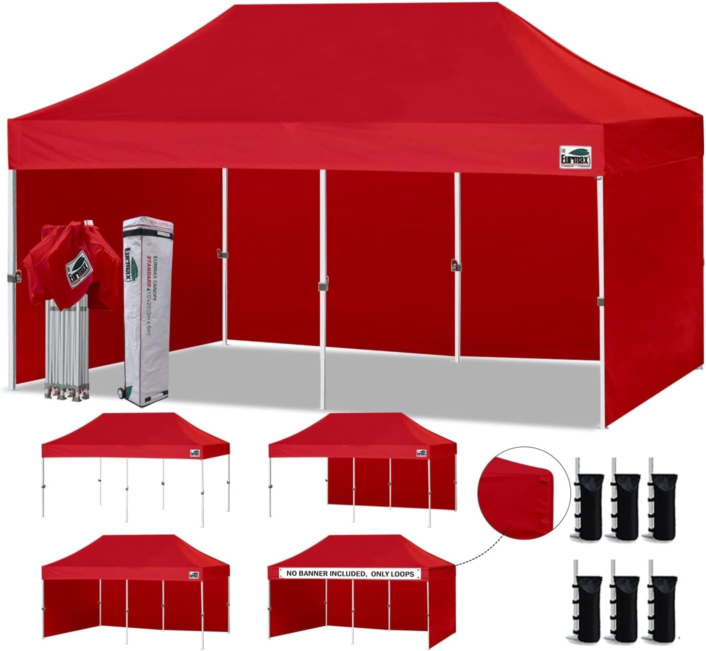 Commercial Pop-Up Canopy Tent – Instant Shelter with 4 Removable Sidewalls, Roller Bag & Sandbags
