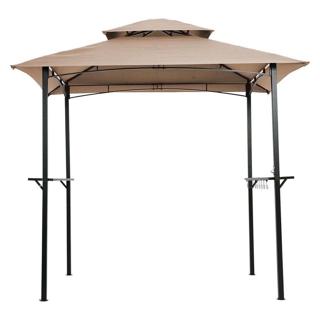 8 × 5 Ft Grill Gazebo Canopy – 2-Tier Outdoor Shelter with Steel Frame, Hooks & Bar Counters