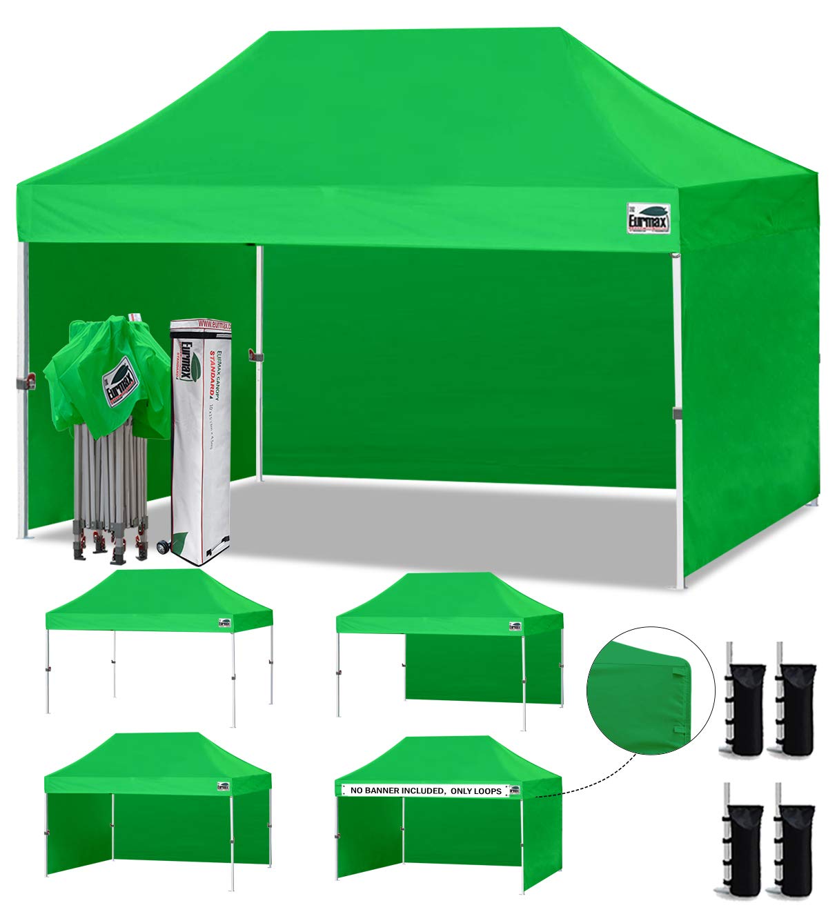 Commercial Pop-Up Canopy Tent – Instant Shelter with 4 Removable Sidewalls, Roller Bag & Sandbags