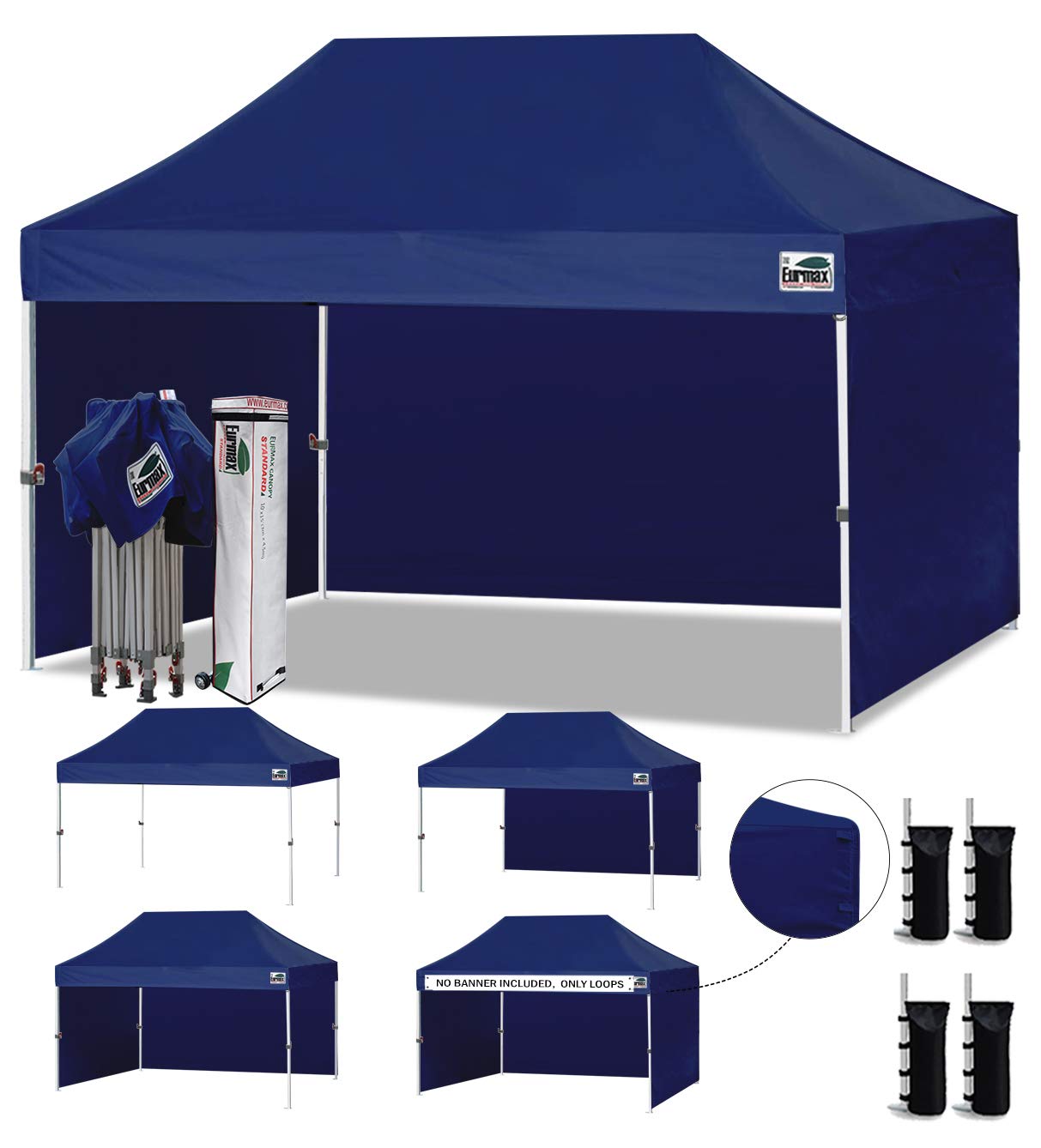 Commercial Pop-Up Canopy Tent – Instant Shelter with 4 Removable Sidewalls, Roller Bag & Sandbags