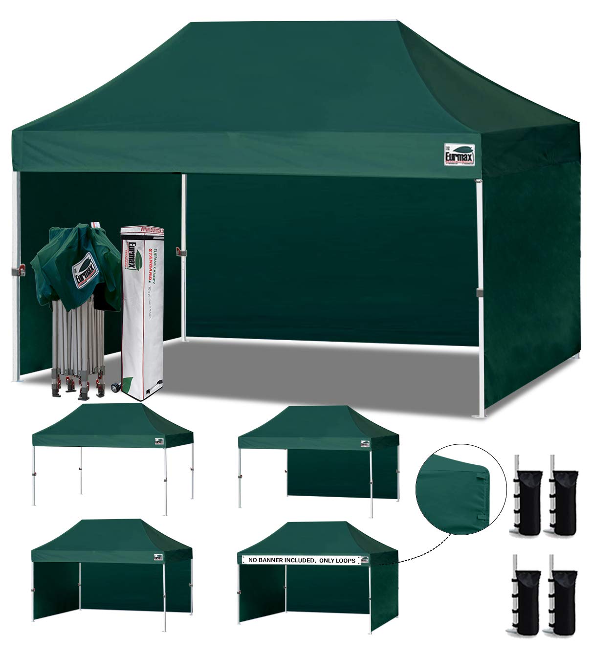 Commercial Pop-Up Canopy Tent – Instant Shelter with 4 Removable Sidewalls, Roller Bag & Sandbags