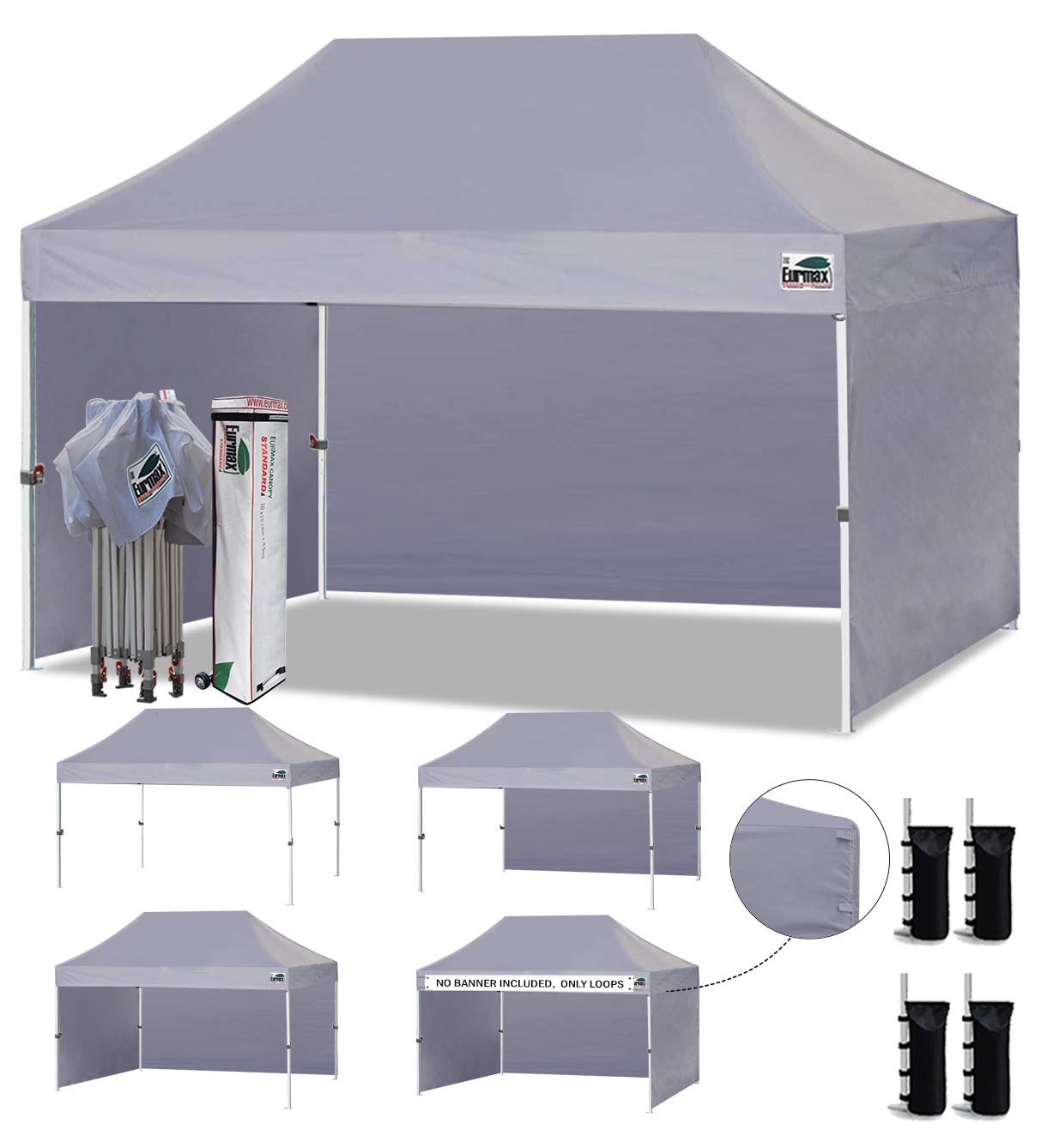Commercial Pop-Up Canopy Tent – Instant Shelter with 4 Removable Sidewalls, Roller Bag & Sandbags