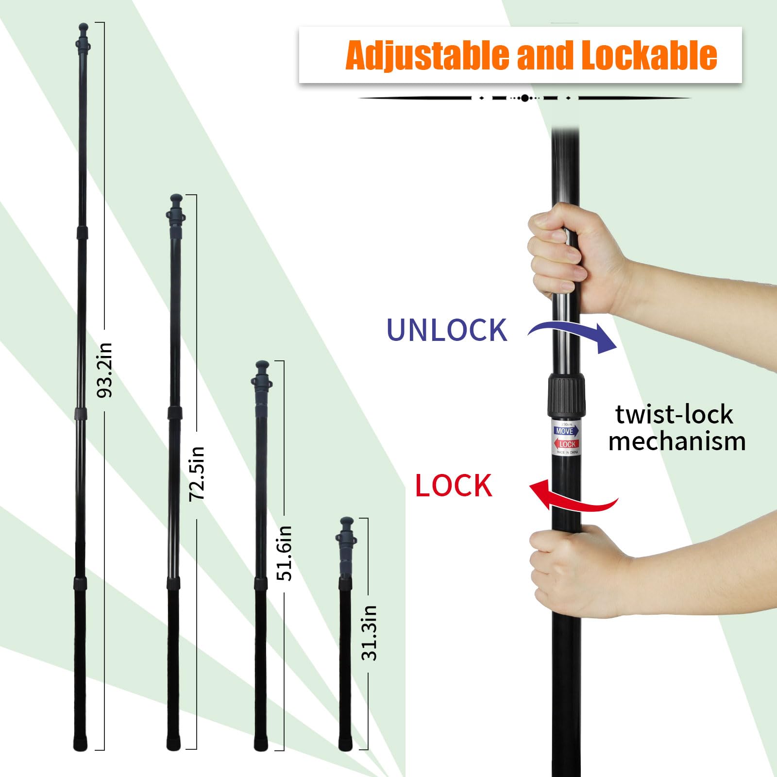 Telescoping Aluminum Tarp Poles – Heavy-Duty Adjustable Tent Pole Set with Stakes & Guylines for Camping Shelters and Awnings