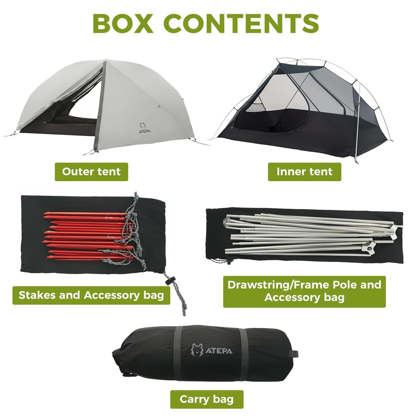 Ultralight 1–2 Person Backpacking Tent – 20D SilNylon 4-Season Waterproof Freestanding Shelter with Vestibule