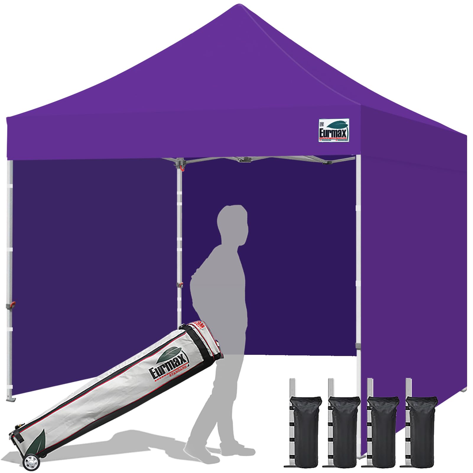 Commercial Pop-Up Canopy Tent – Instant Shelter with 4 Removable Sidewalls, Roller Bag & Sandbags