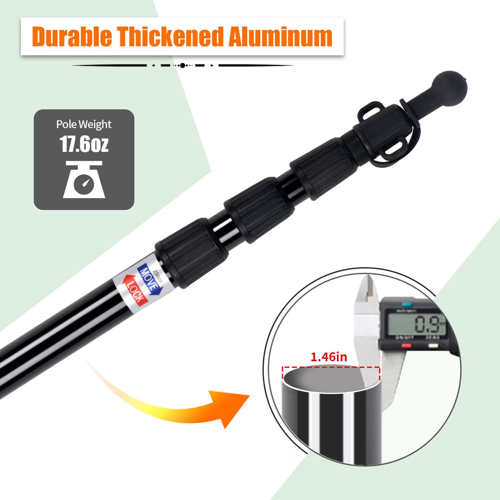 Telescoping Aluminum Tarp Poles – Heavy-Duty Adjustable Tent Pole Set with Stakes & Guylines for Camping Shelters and Awnings