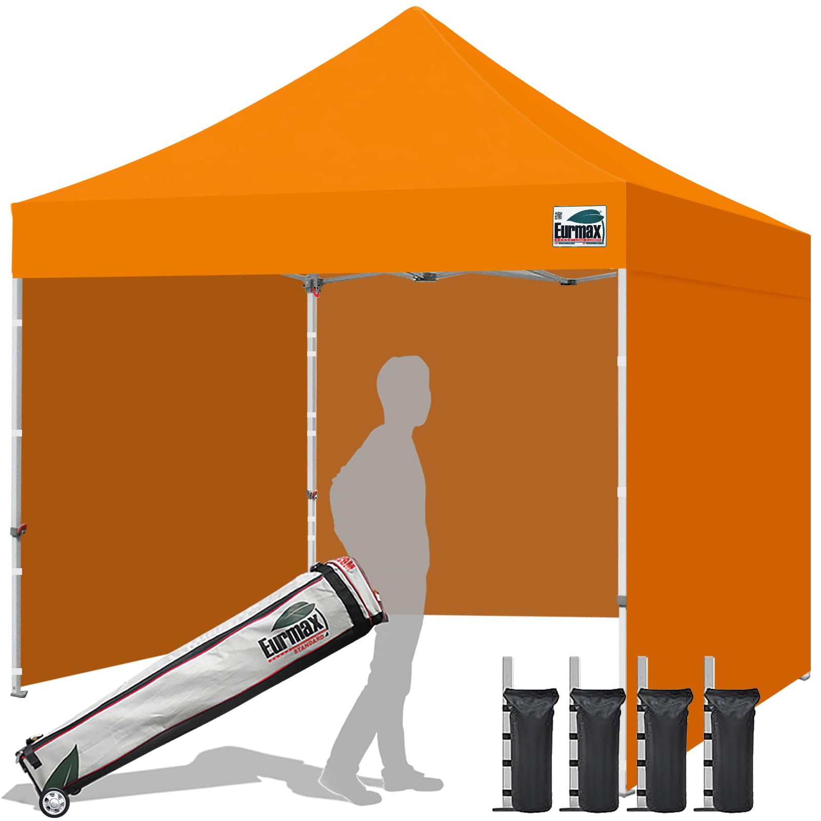 Commercial Pop-Up Canopy Tent – Instant Shelter with 4 Removable Sidewalls, Roller Bag & Sandbags