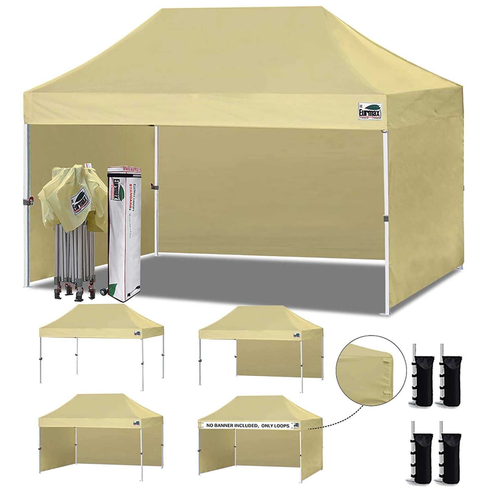 Commercial Pop-Up Canopy Tent – Instant Shelter with 4 Removable Sidewalls, Roller Bag & Sandbags