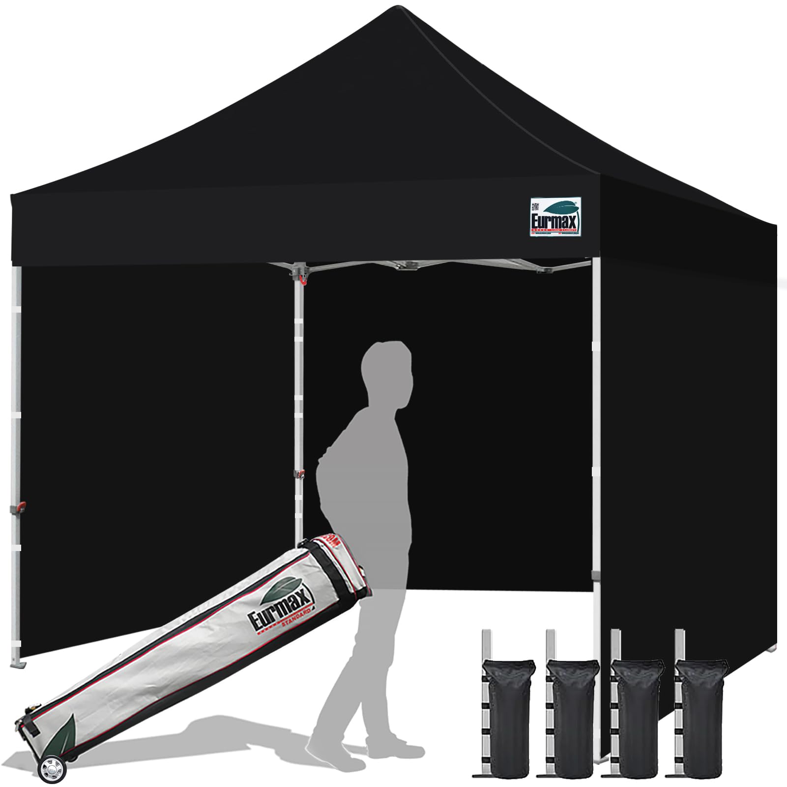 Commercial Pop-Up Canopy Tent – Instant Shelter with 4 Removable Sidewalls, Roller Bag & Sandbags