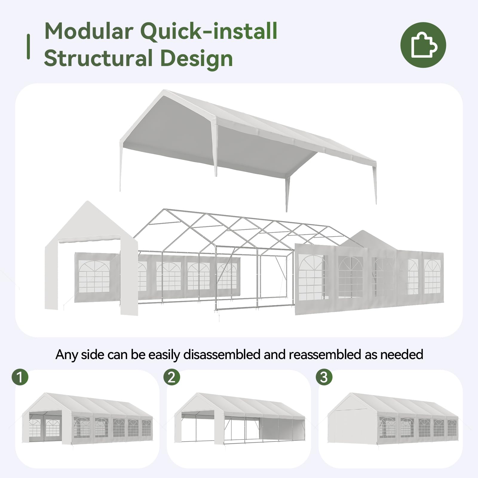 Heavy-Duty Commercial Party Tent – Waterproof Canopy with Removable Sidewalls for Events & Outdoor Gatherings, White