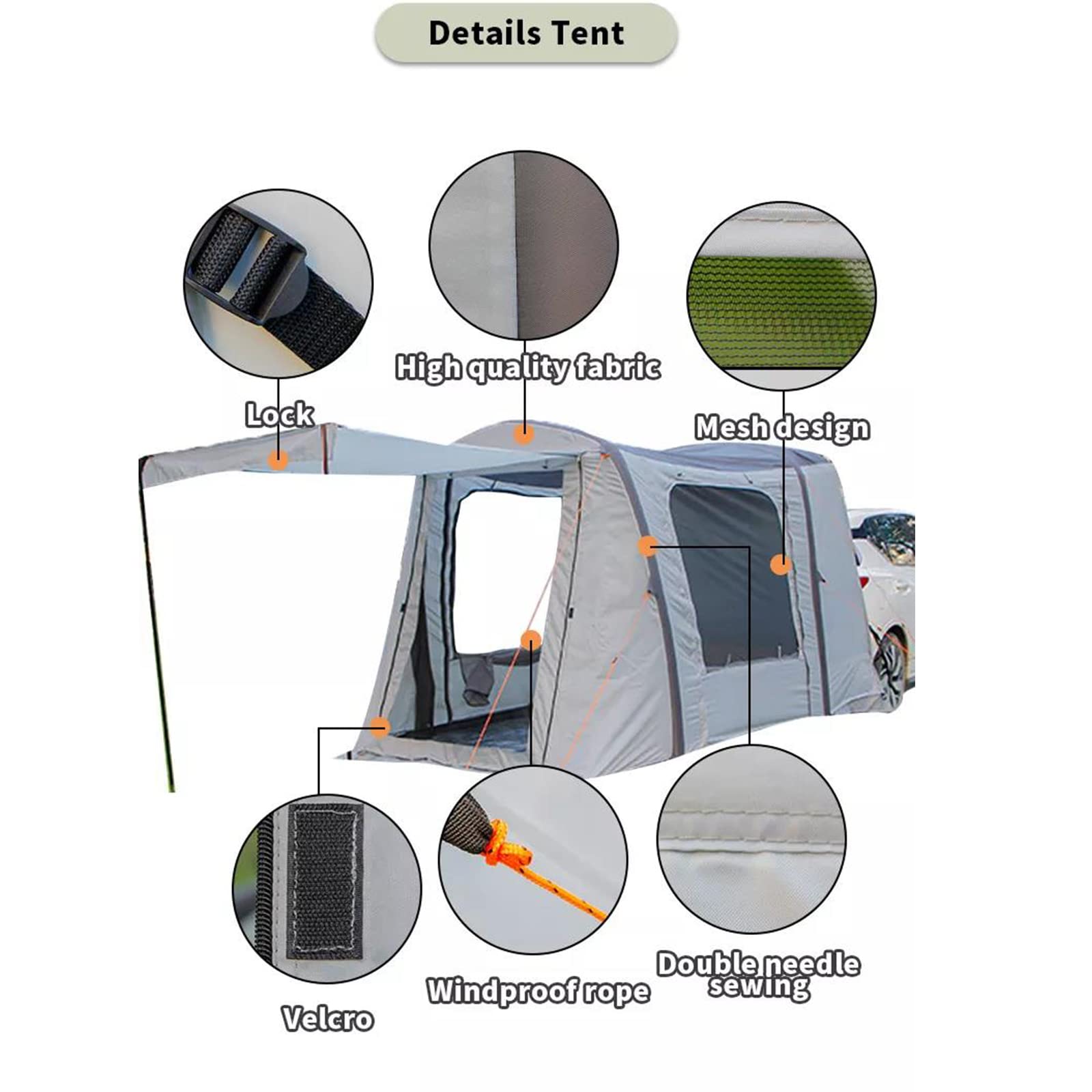 SUV Tailgate Tent – Family Camping Shelter with Spacious Headroom for Outdoor Travel & Camping