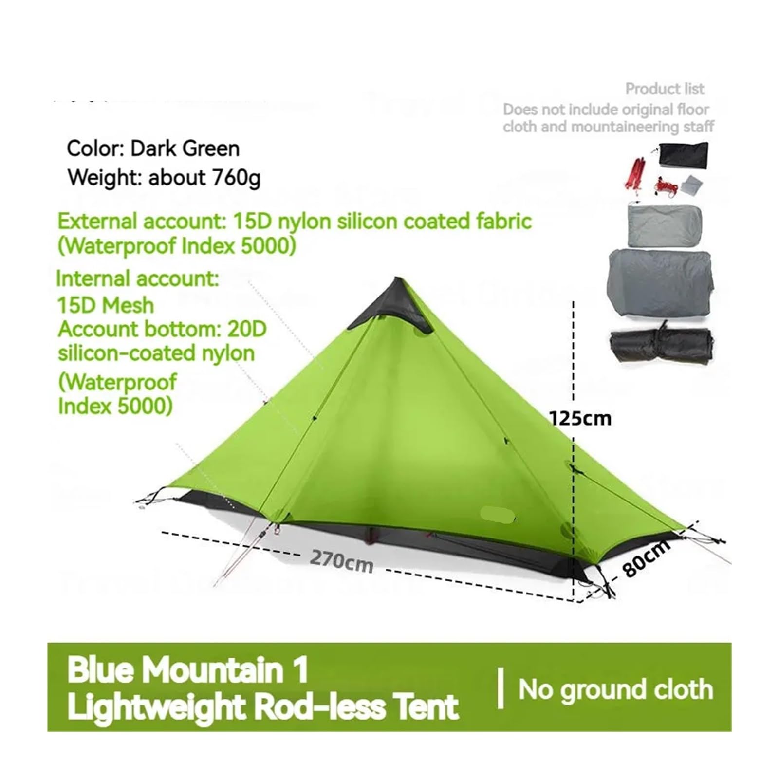 Ultralight 1-Person Camping Tent – 20D Waterproof 3-4 Season Shelter