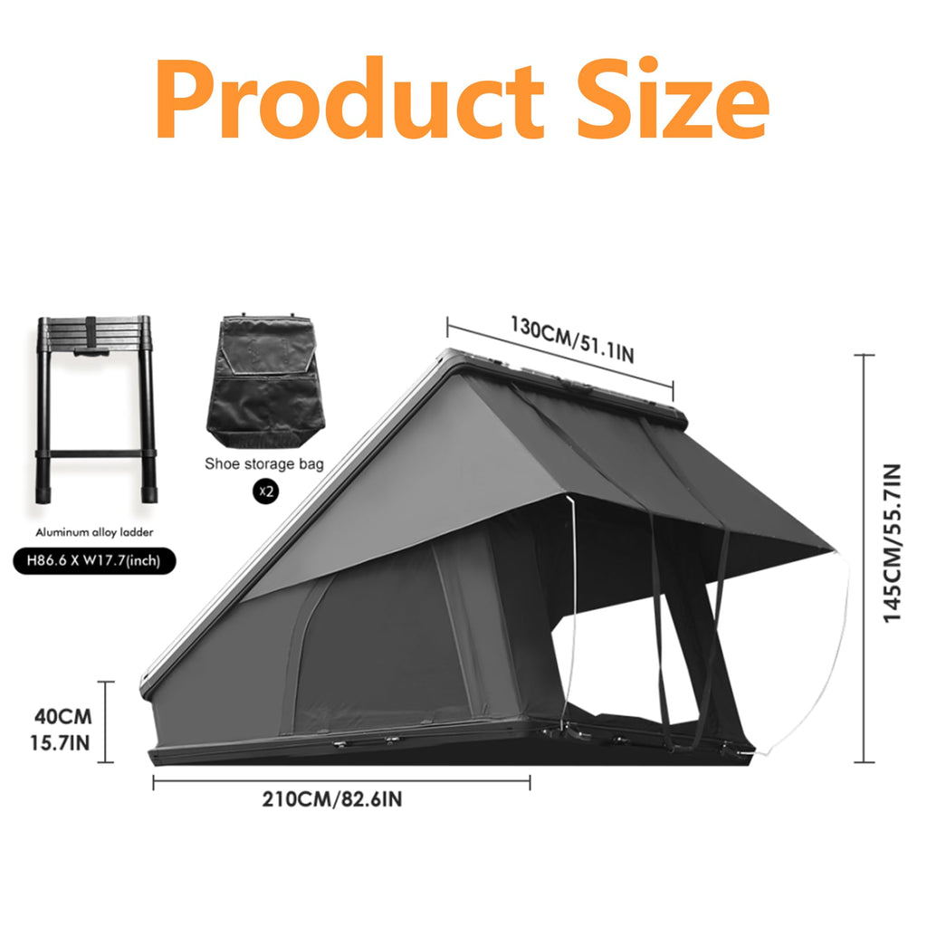 Aluminum Rooftop Tent – Roof Tent with LED Light & Memory Foam Mattress for 2–3 People
