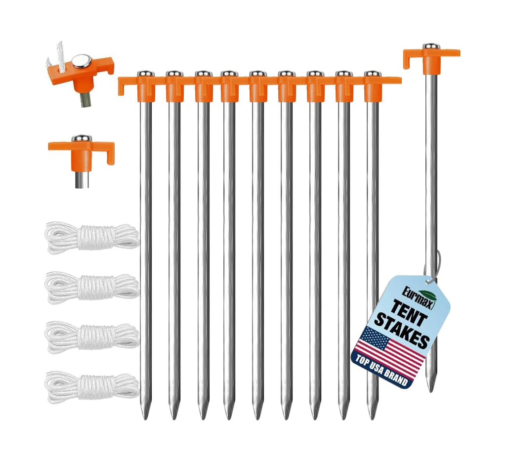Galvanized Tent Stakes & Hammer Set – Heavy-Duty Non-Rust Anchors for Camping & Canopies