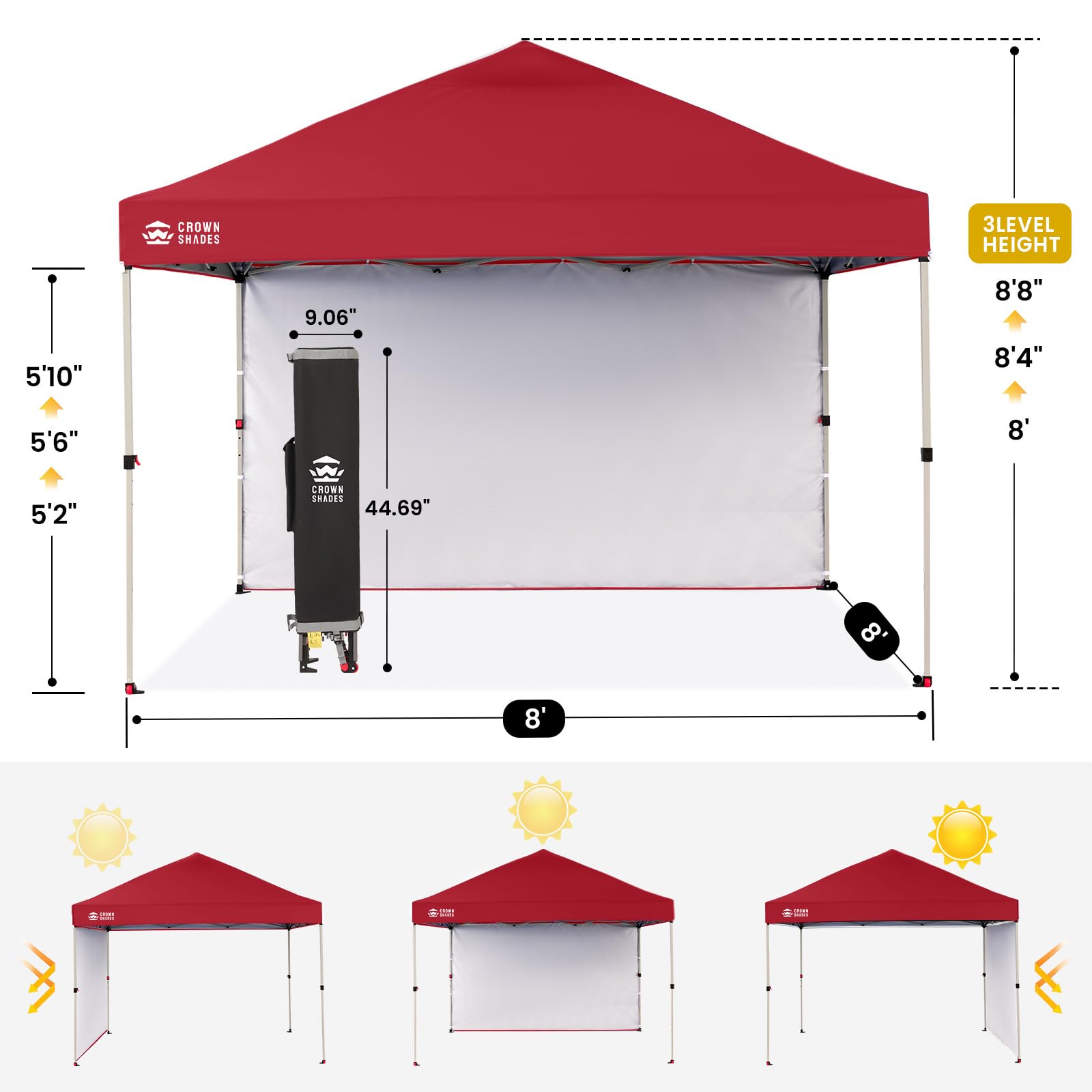 Pop-Up Canopy Tent with Sidewall – One-Push Outdoor Sun Shade for Events, Camping & Gatherings