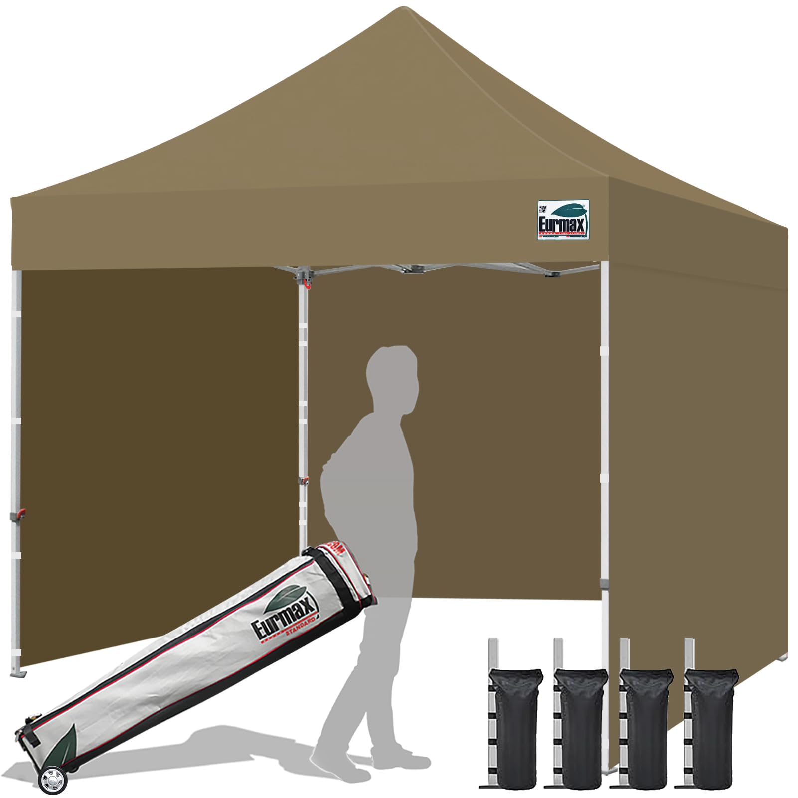 Commercial Pop-Up Canopy Tent – Instant Shelter with 4 Removable Sidewalls, Roller Bag & Sandbags